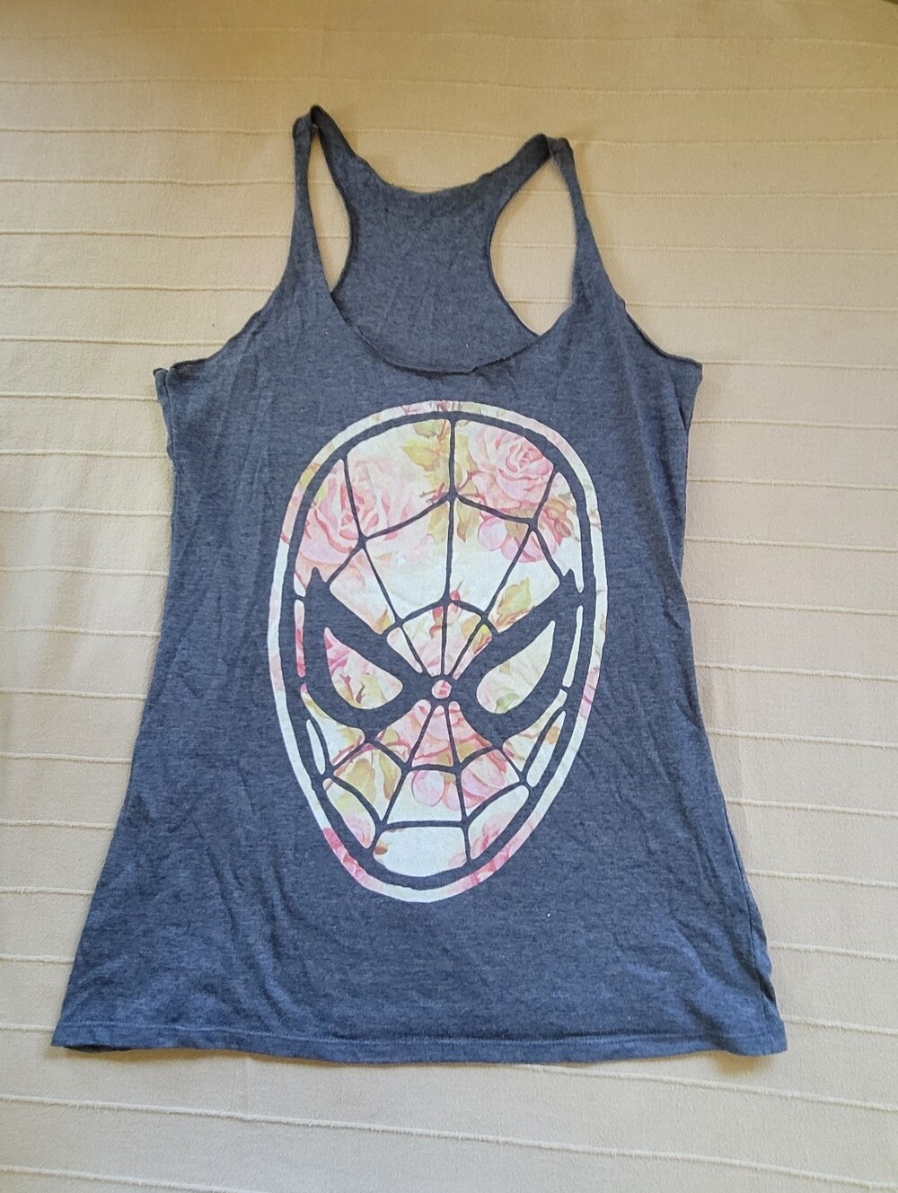 Floral Spider-Man Grey Racerback Tank
